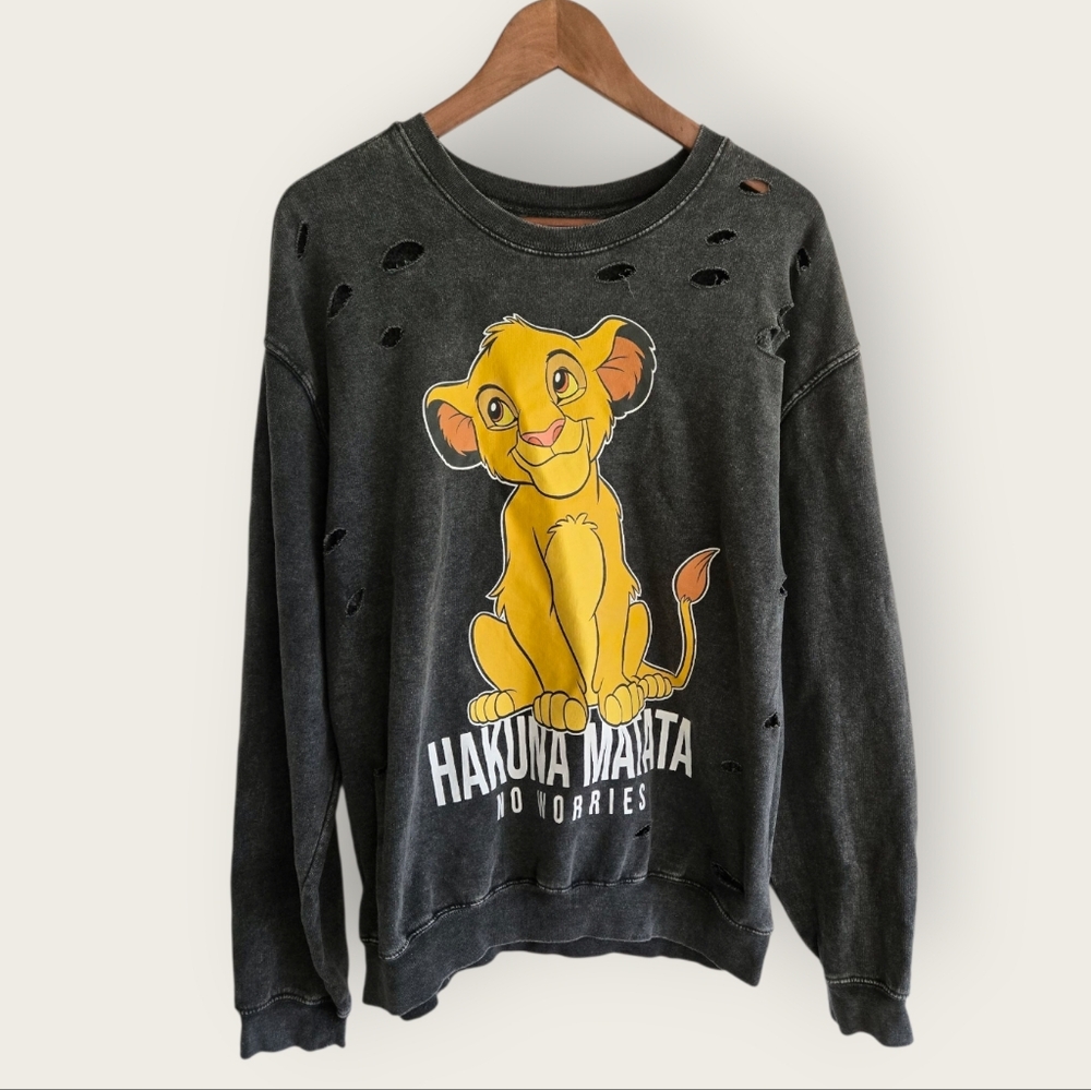 Black Distressed Lion King Sweatshirt Size 2x Disney